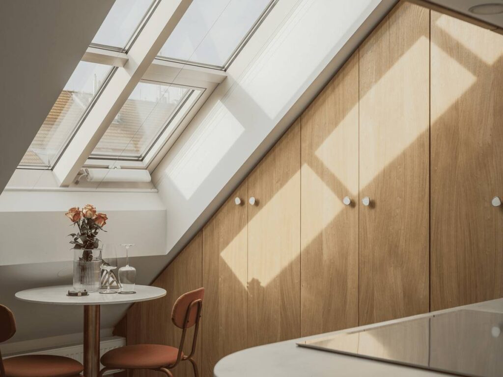 cozy-dining-corner-under-skylight airbnb prague