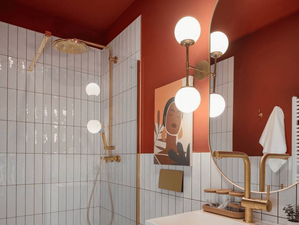 stylish-bathroom-with-red-accents airbnb prague